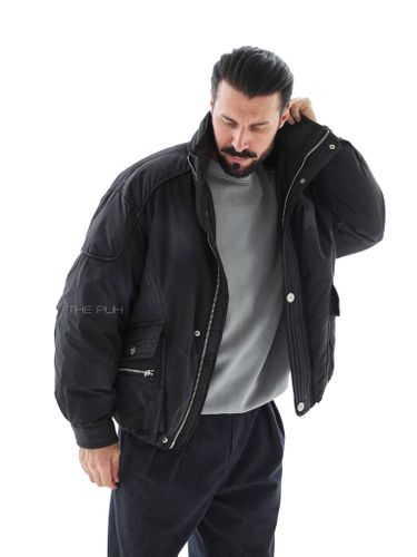 Черный короткий пуховик с напылением