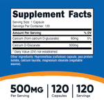 Nutricost, D-глюкарат кальция, 500 мг, 120 капсул