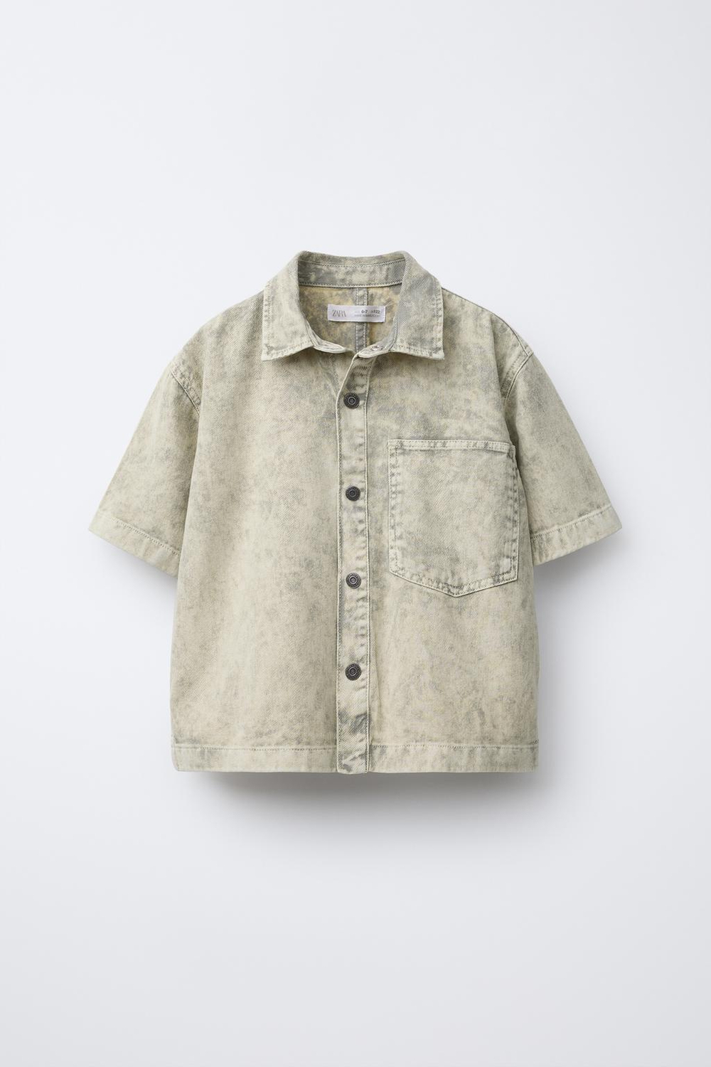 ZARA РУБАШКА С ЭФФЕКТОМ ПОТЕРТОСТИ, СЕРЫЙ