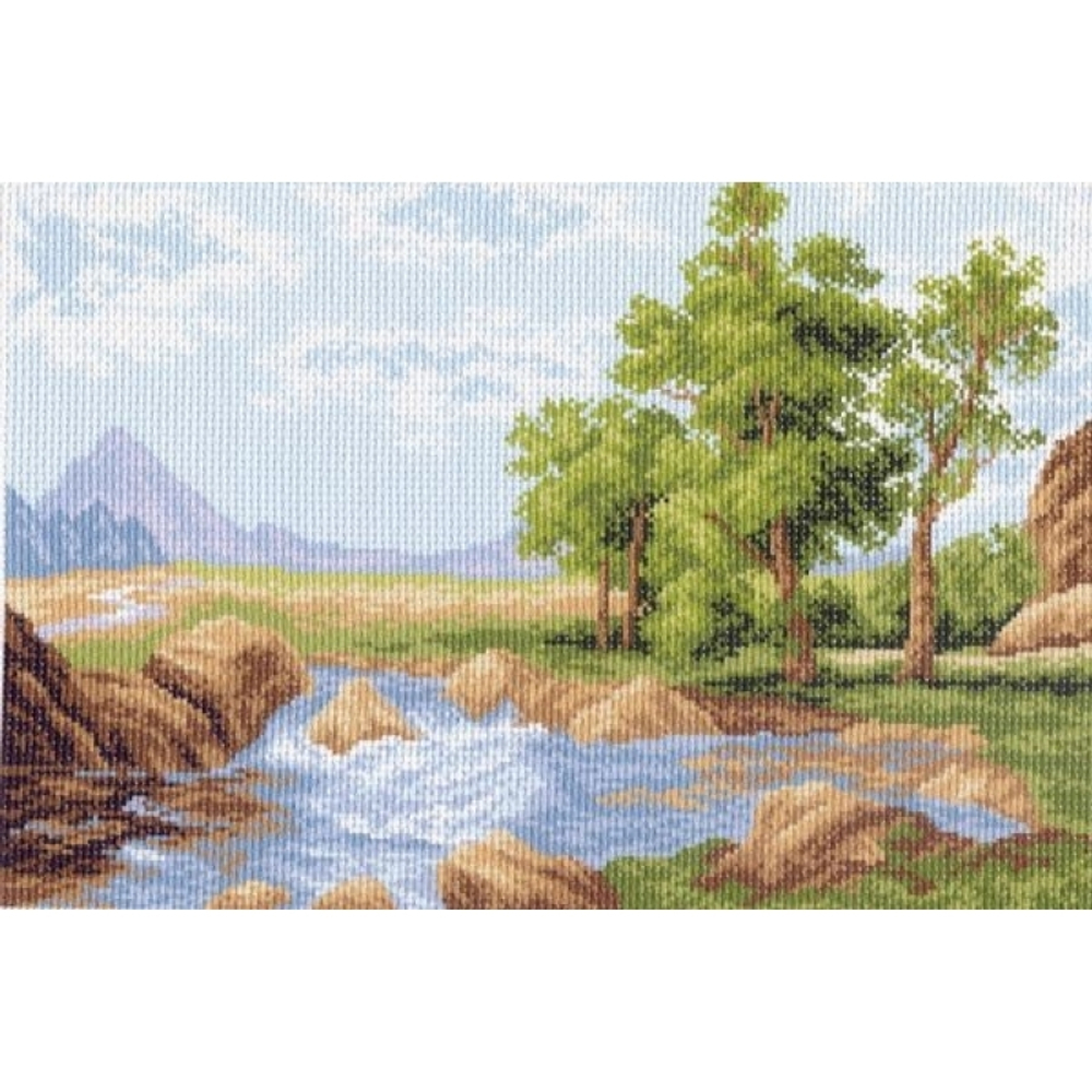 "Весенние ручьи"-0684 канва с рисунком
