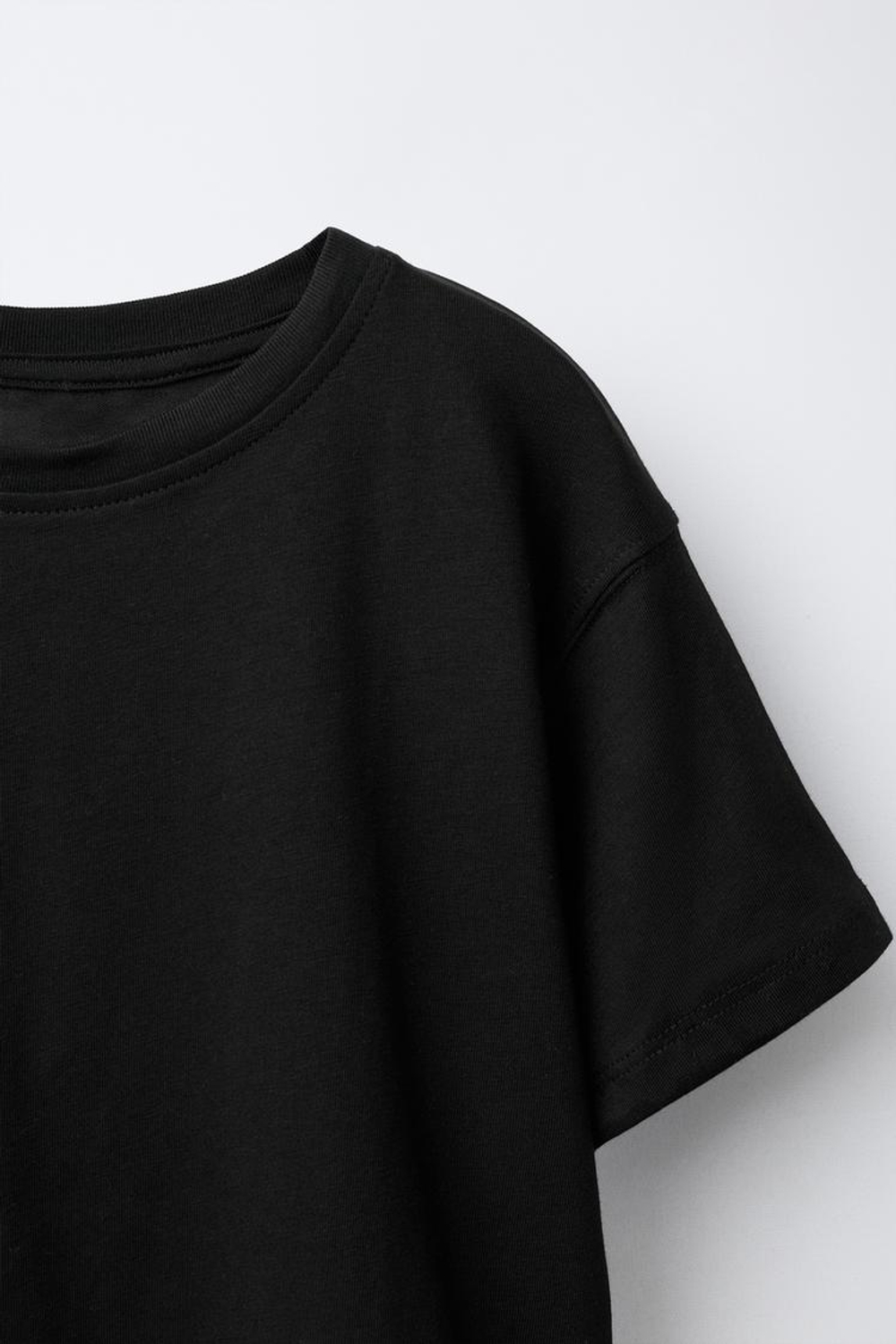 ZARA КОМБИНИРОВАННАЯ ФУТБОЛКА С КРУЖЕВОМ, ЧЕРНЫЙ