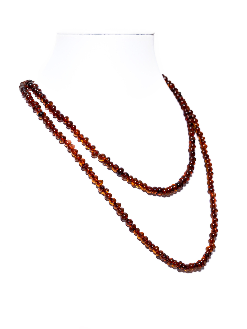 Длинные бусы из янтаря натуральные женские, длина 100 см.