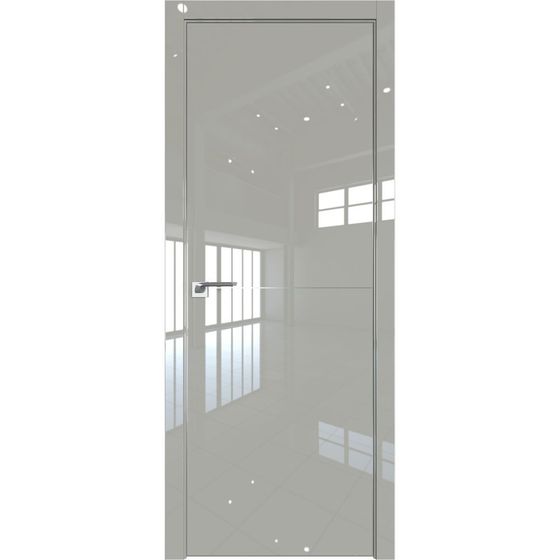Межкомнатная дверь глянцевая Profil Doors 112LK галька люкс с алюминиевым молдингом