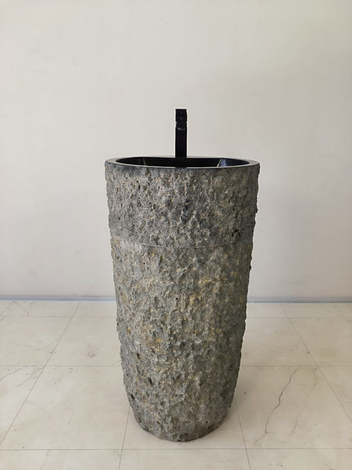 Раковина напольная из андезита Pedestal Black Marmo MN-65944 45х44х90 из натурального камня