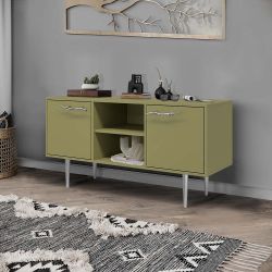 Тумба под ТВ Арт Колор matte 117см Стайл Сильвер Зеленая олива матовая