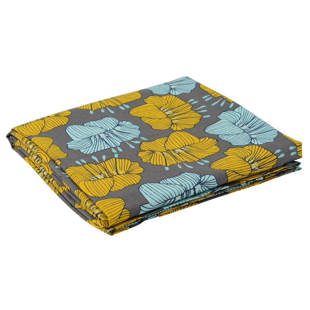 Скатерть из хлопка серого цвета с принтом Цветы из коллекции prairie, 170х170 см