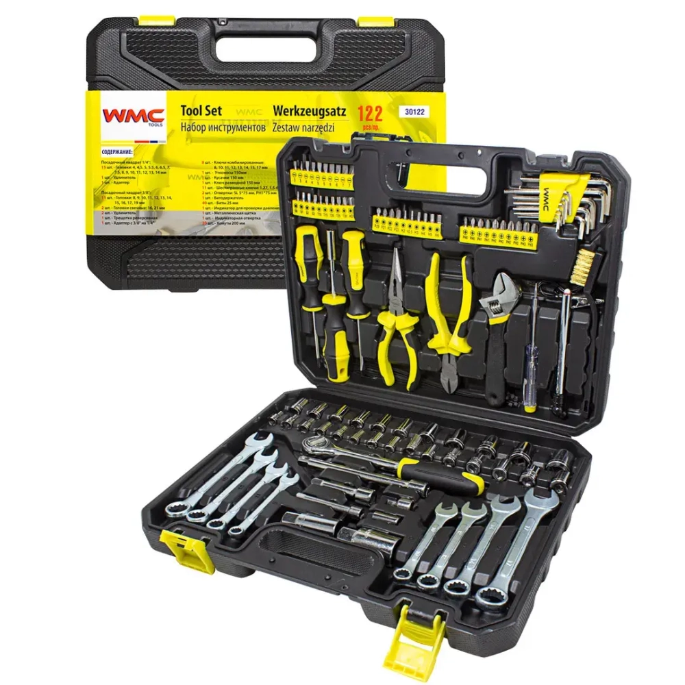 Набор инструментов 122 пр 1/4''3/8''(6гр)(4-19мм) WMC TOOLS WMC-30122