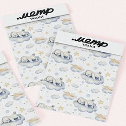 Ткань атлас зайчата на облаках