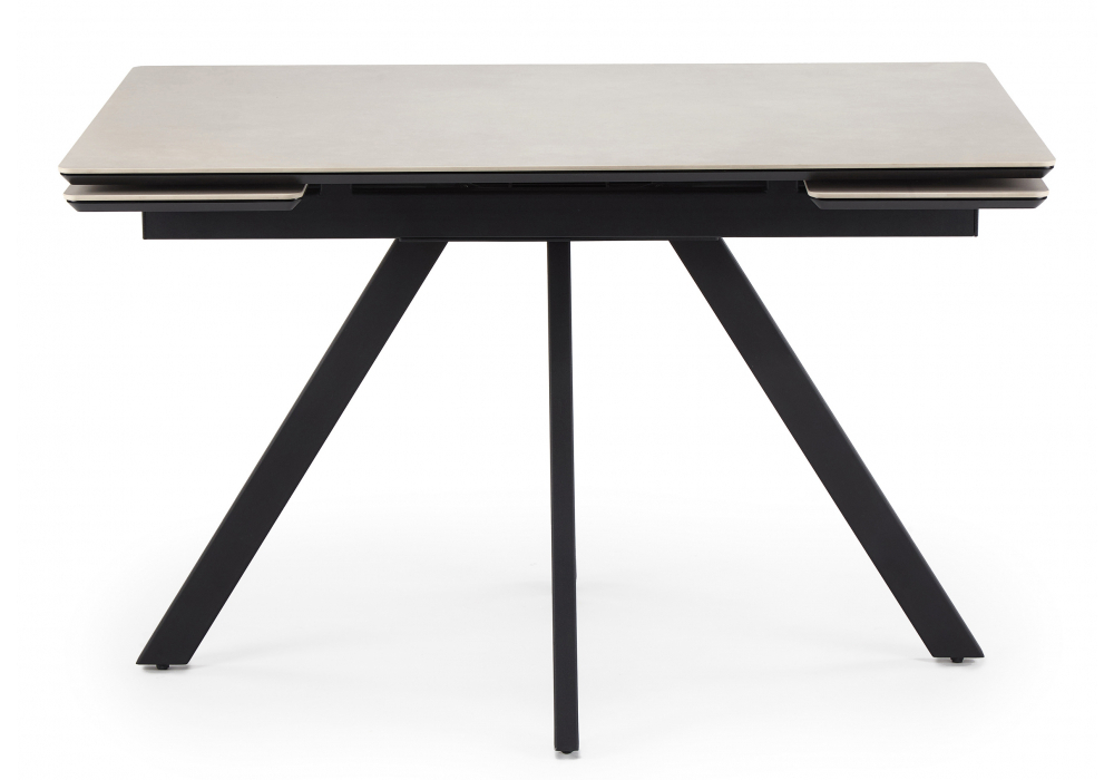 Керамический стол Woodville Вилли 120(180)х80 сarmen light grey, черный, ножки черные