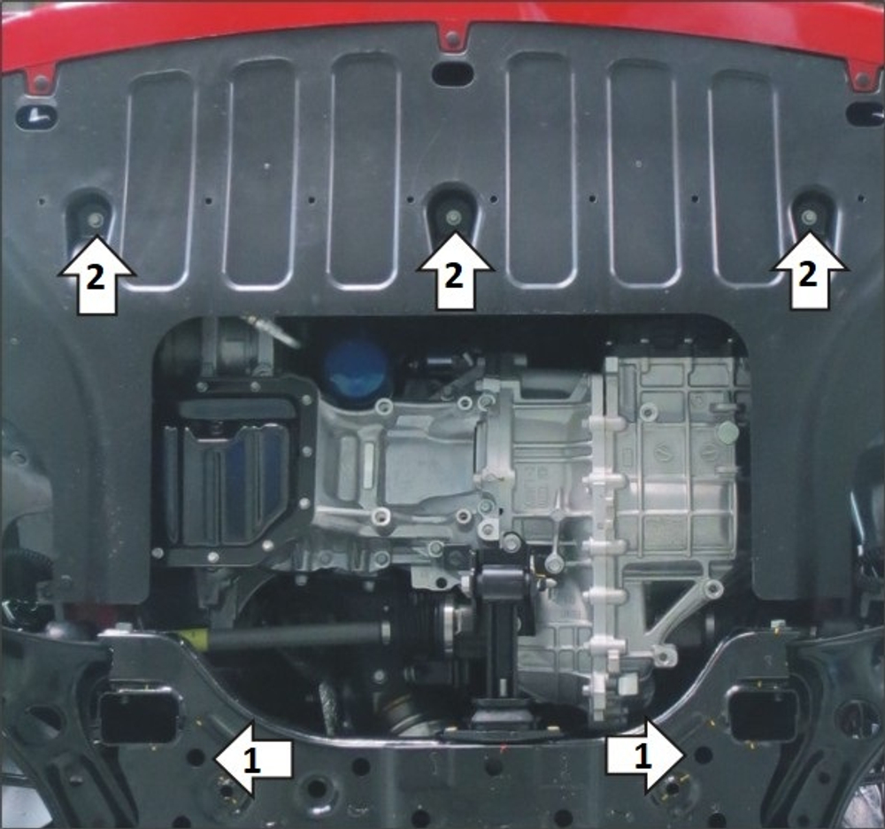 Усиленная защита Motodor картера двигателя, кпп. 2 мм, сталь. для KIA Rio X-Line 2017-2020,Hyundai Solaris 2017-н.в.,KIA Rio 2017-2020,KIA Rio X 2020-н.в.,KIA Rio 2021-н.в. арт.70912
