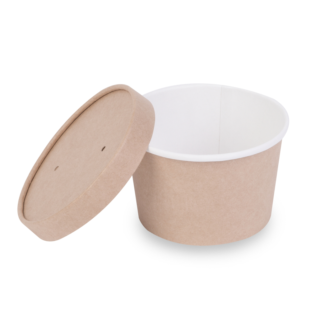 Упаковка OSQ Round Bowl 300 мл с крафт крышкой для каши/супов/салата