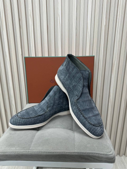 Ботинки Loro Piana Open Walk из нубукового крокодила