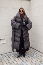 Пуховик А-силуэта в длине макси