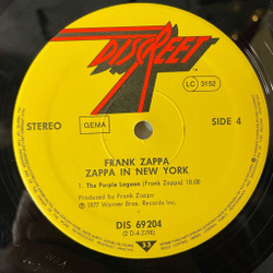 Винтажная виниловая пластинка LP Frank Zappa In New York (Germany 1977)