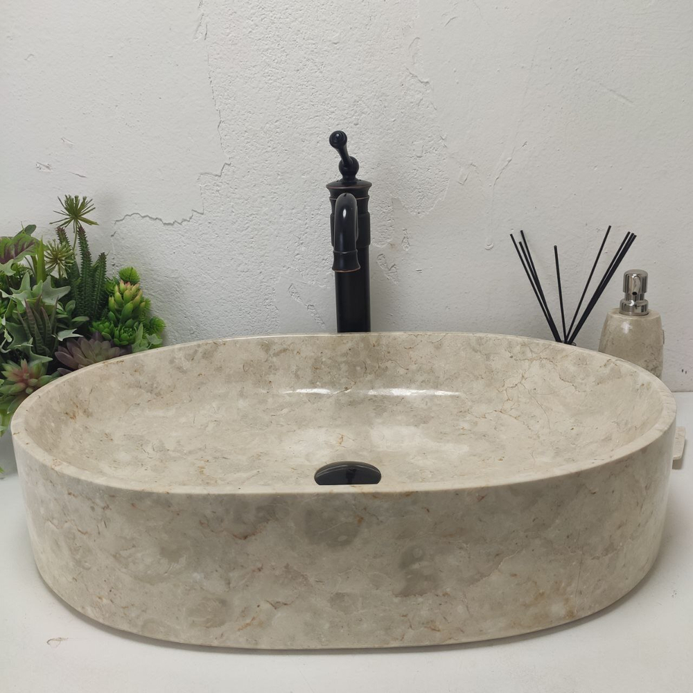 Раковина из мрамора Oval Cream Big OM-61548 60*40*13