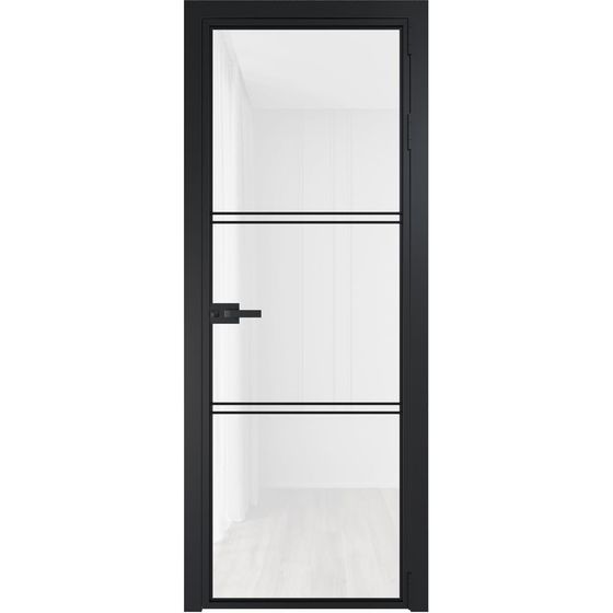 Алюминиевая дверь 3AX чёрная матовая RAL9005 стекло белый триплекс