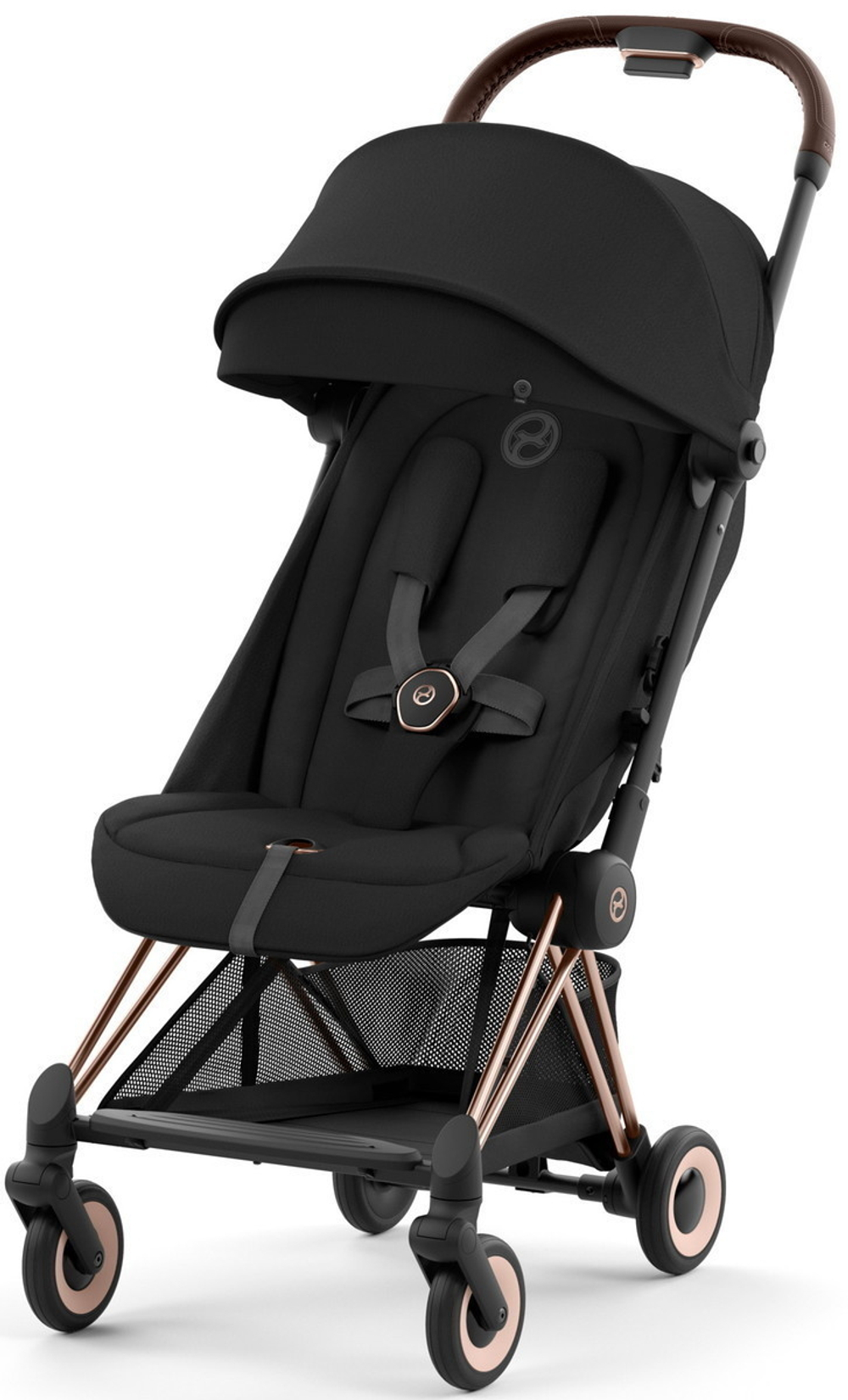 Коляска Cybex Coya Rosegold Frame Cloud T i-Size Peach Pink Plus Sepia Black с дождевиком и бампером