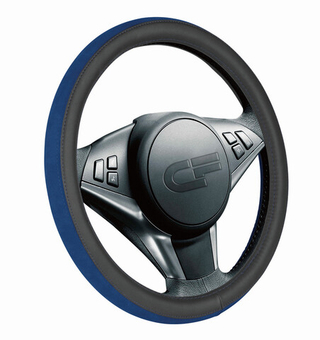 Оплетка на руль круглая CarFashion -М- «FLIP» 31317 - Экокожа - черный/синий/синий