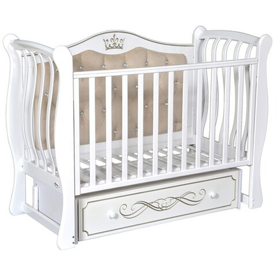 Детская кроватка Oliver Brianna Elegance с универсальным маятником и ящиком Белый