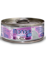 Влажный корм Monge Cat Natural для кошек, из тунца с курицей и говядиной, консервы 80 г