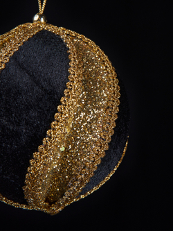 Шар резной 10см ChristmasDeLuxe черно-золотой