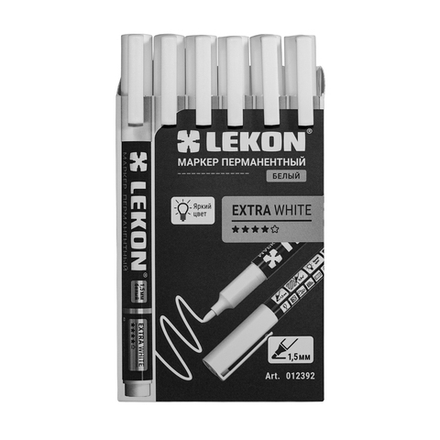 Маркер перманентный 1.5мм Белый LEKON EХTRA WHITE 012392