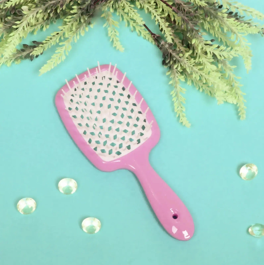 Расческа массажная «Magic Style», прямоугольная, цвет розовый, 20*8,3см●