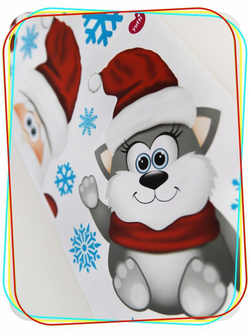 Новогодние наклейки стикеры на подарки, окна, декор для дома