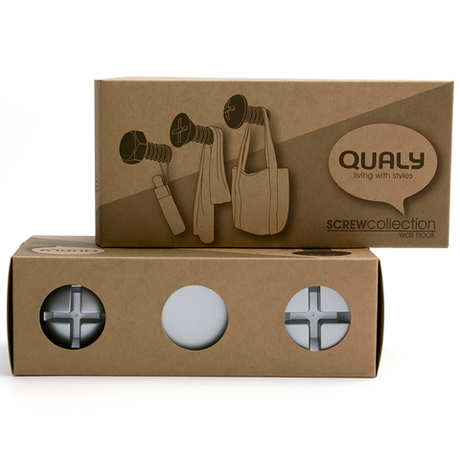 Набор вешалок 3шт Qualy Screw серый