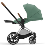 Коляска 3 в 1 Cybex Priam IV Chrome Brown complete и автокресло Aton S2 i-Size Ocean Blue Leaf Green