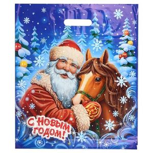 Пакет новогодний прорубная ручка Россия 40*47 см 45 мкм ПВД Любимец 1 шт 500 шт/кор