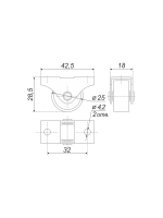 Мебельное колесо BOYARD d=25мм, без тормоза, с площадкой N150Zn/BL