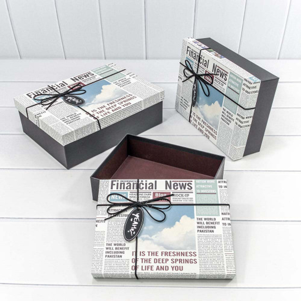 Коробка 29х21х9.5 см Набор 3 шт "Financial News" (Серый)