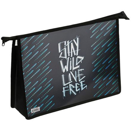 Папка для тетрадей 2 отделения А4 на молнии Спейс, рисунок на пластике, Wild