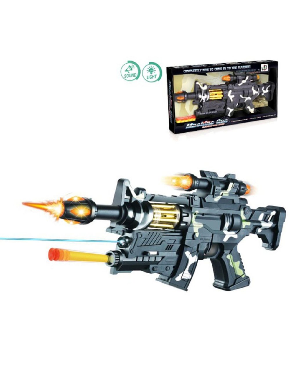 Автомат с лазерным прицелом свет/звук/мягкие пули в коробке (200346852)