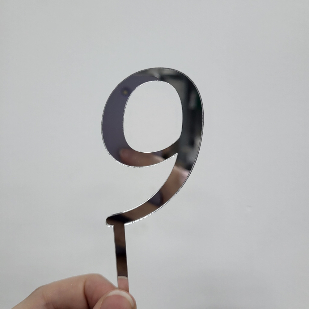Топпер Цифра 9 (малая) акрил СЕРЕБРО