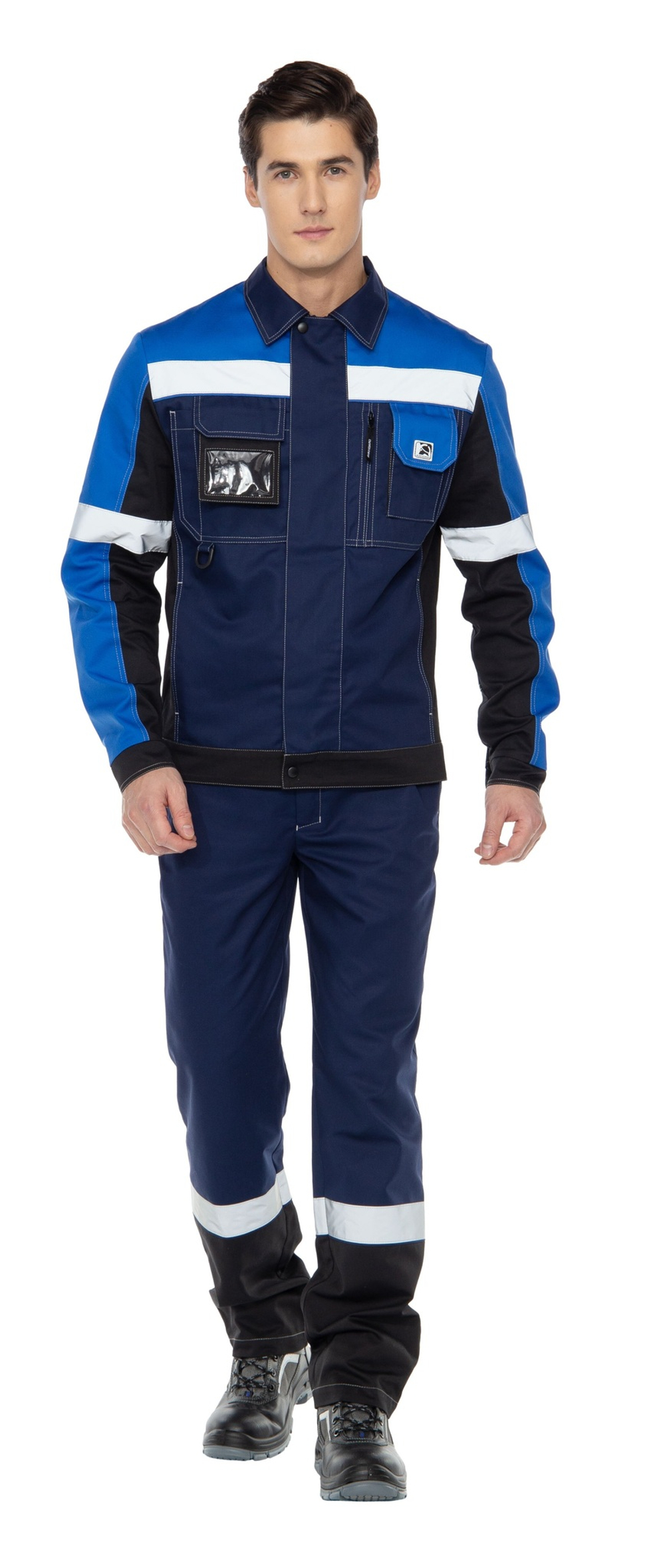 Костюм "ВИВАТ" мужской (куртка и брюки), цвет: темно-синий с васильковым