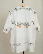 Рубашка Soeurs Расшитая Бордовыми Цветами белая