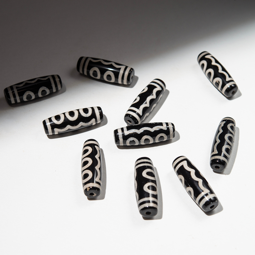 Бусина Дзи "Пять глаз" из агата, 30*10мм, черный