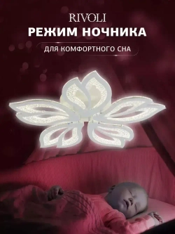 Люстра потолочная светодиодная с пультом ДУ Rivoli белая 110 Вт, 3000К - 6000К, светильник на кухню, в детскую, в спальню