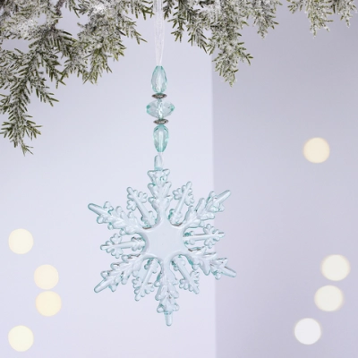 Подвеска «Ажурная снежинка» 16 см, Голубой