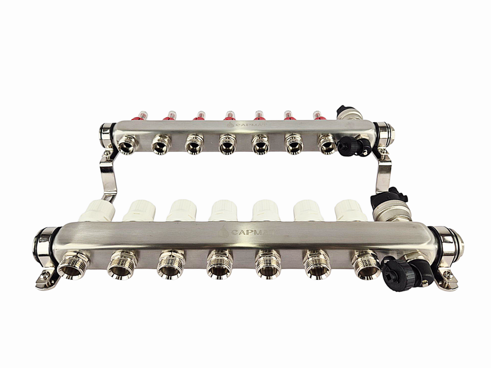 Коллекторная группа с расходомерами САРМАТ 1"x3/4" 7 вых. нерж с в /о SS2200 (CN)