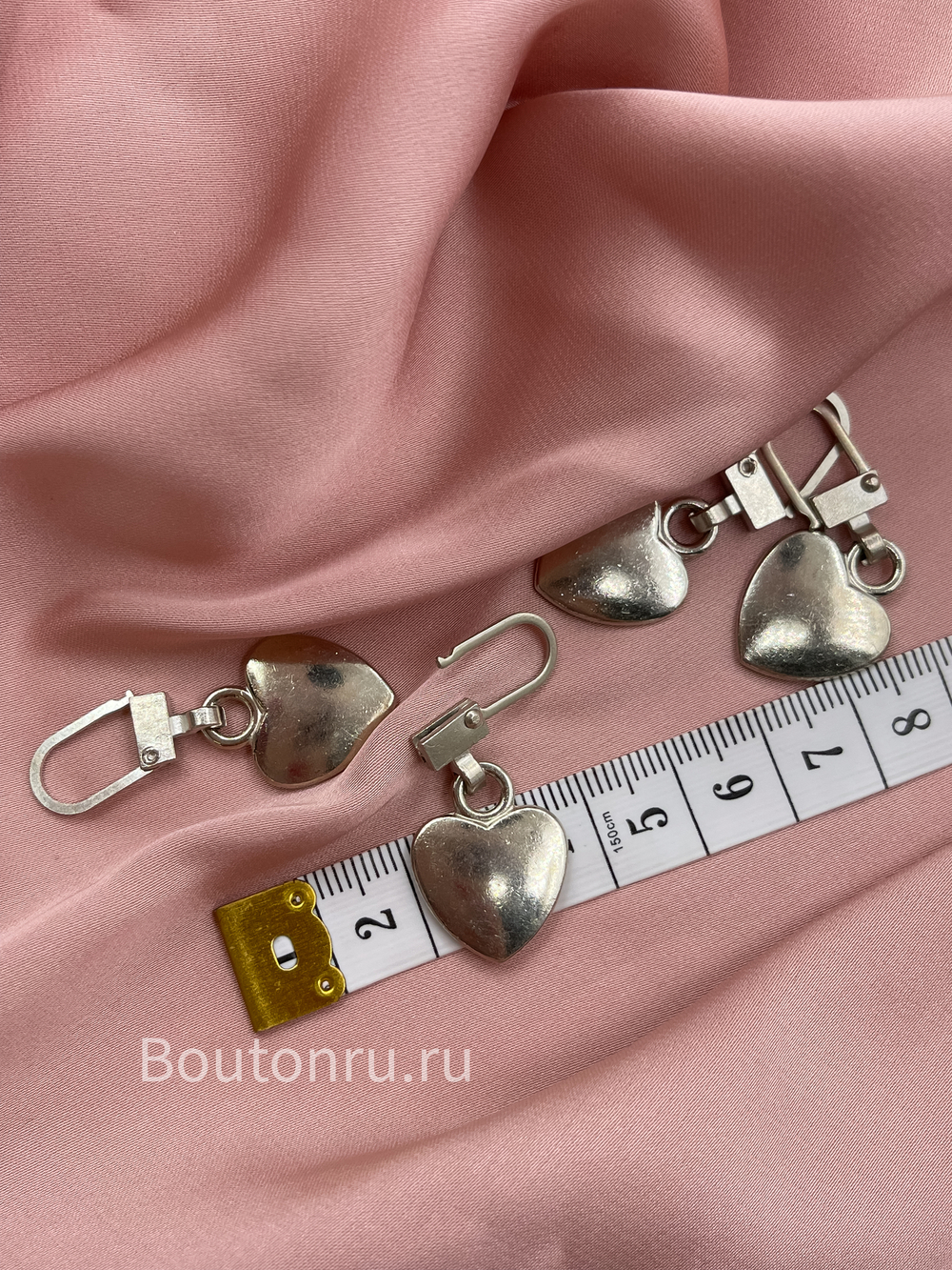 Пуллер-карабин металлический серебристый "сердце"