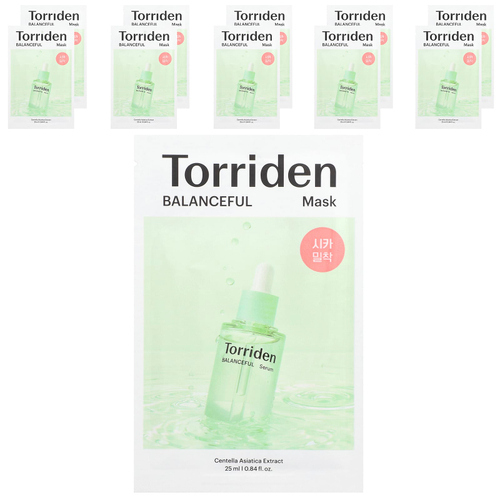 Torriden, Balanceful Cica Beauty Mask, 10 листовых масок, 25 мл (0,84 жидк. унц.)