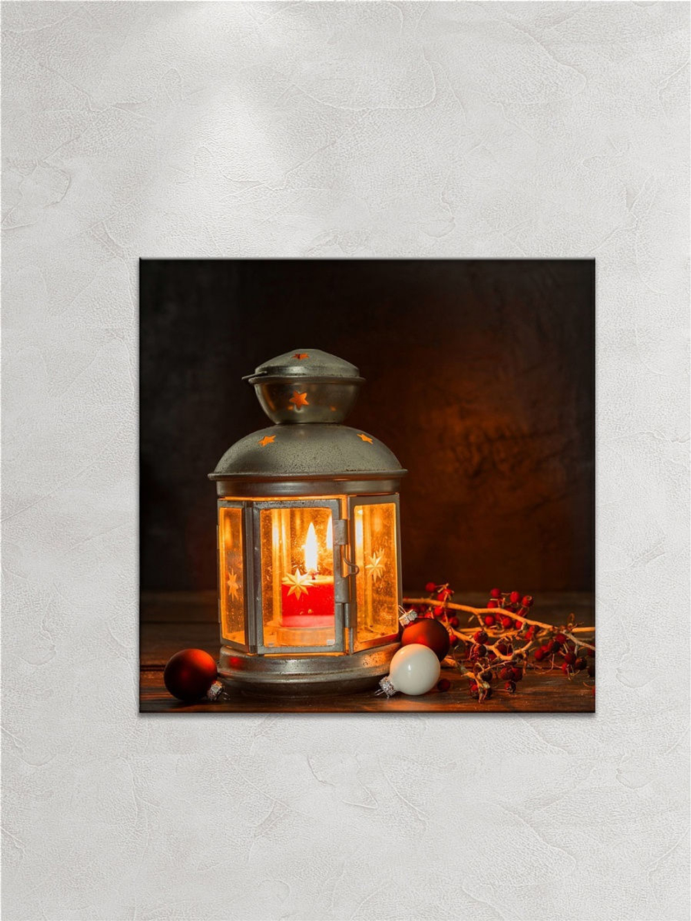 Картина на стекле/Подарок на Новый год/на стену Волшебный фонарь, 28х28см Декор для дома, подарок