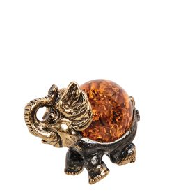 Народные промыслы AM-1291 Фигурка «Слон» (латунь, янтарь)