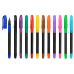 Ручка шариковая, масляная, Basir, цветные чернила, чёрный корпус, набор 12 шт