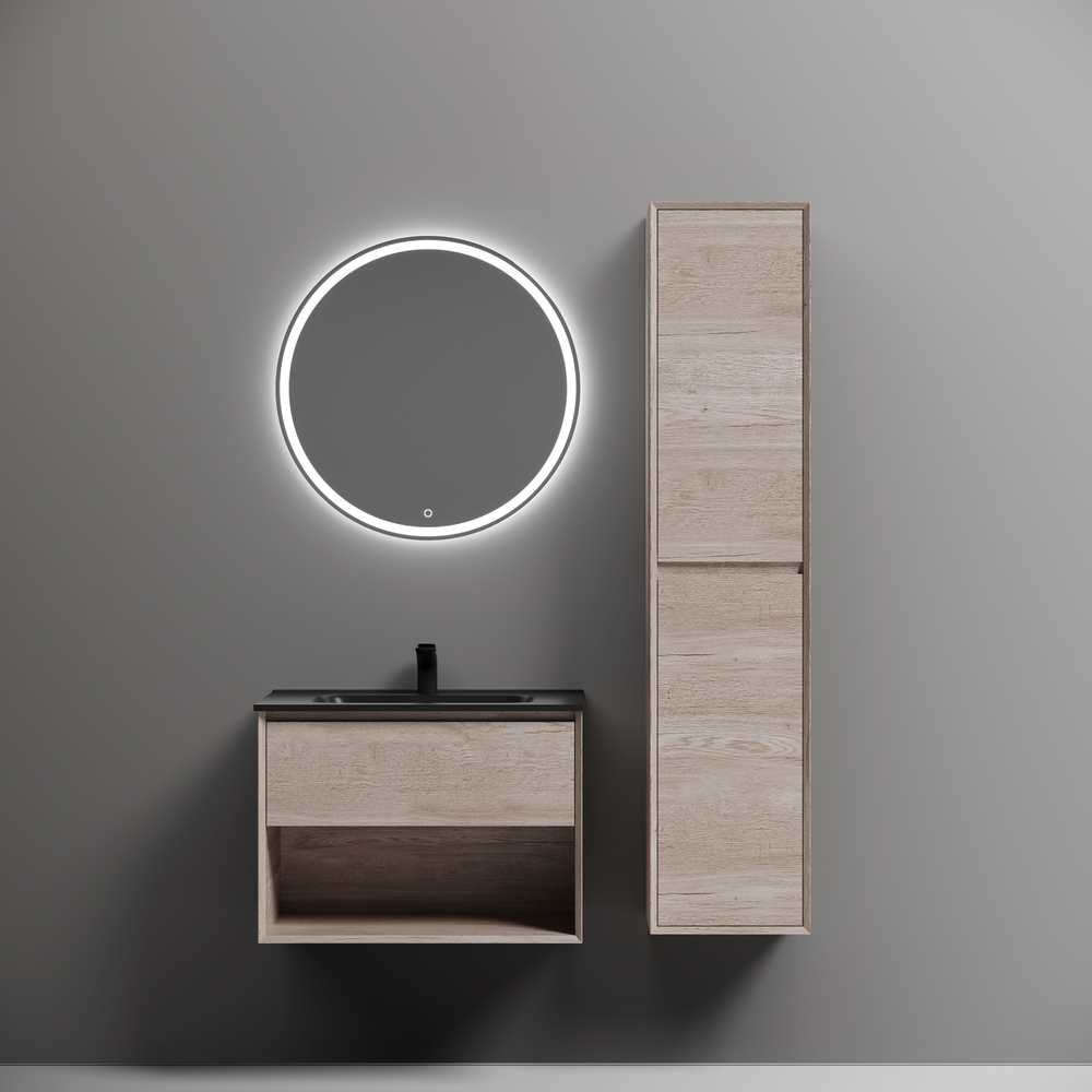 Тумба подвесная Sancos Marmi 1.0 690х445х520 c одним ящиком оснащенным доводчиками скрытого монтажа и открытой нишей, дуб галифакс натуральный, арт. MR1.070EG