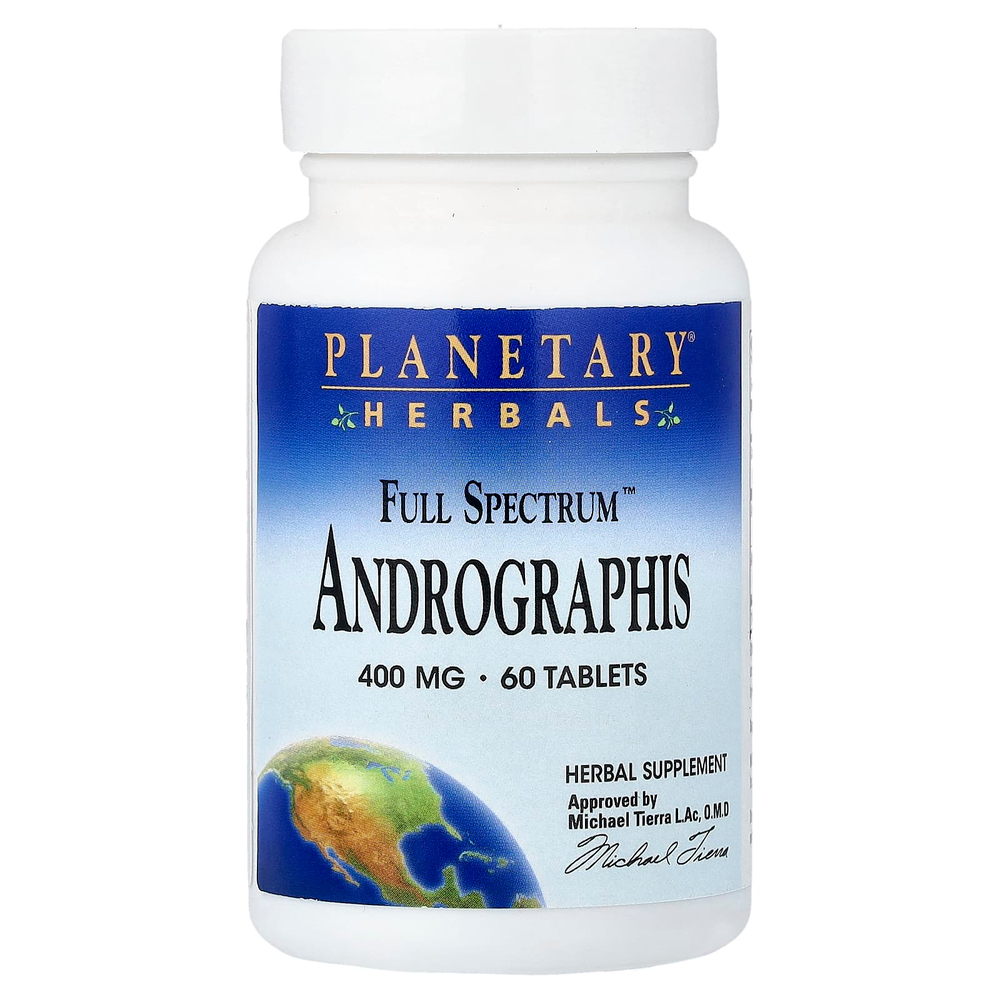 Planetary Herbals, Full Spectrum™, андрографис, 400 мг, 60 таблеток