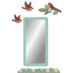 Зеркало прямоугольное Скандик бирюзовое с птичками и цветами 5600321068